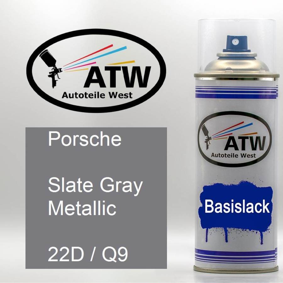 Porsche, Slate Gray Metallic, 22D / Q9: 400ml Sprühdose, von ATW Autoteile West.